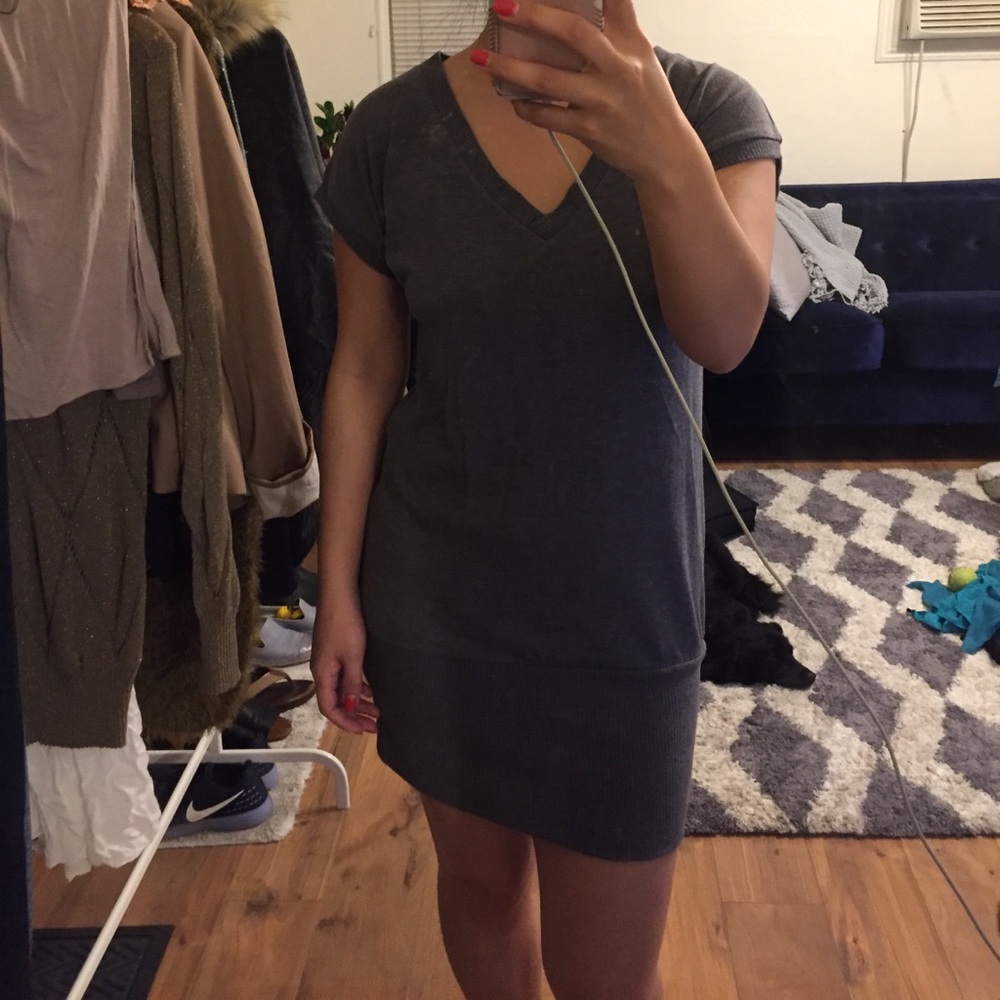 Dark grey sweater shirt dress